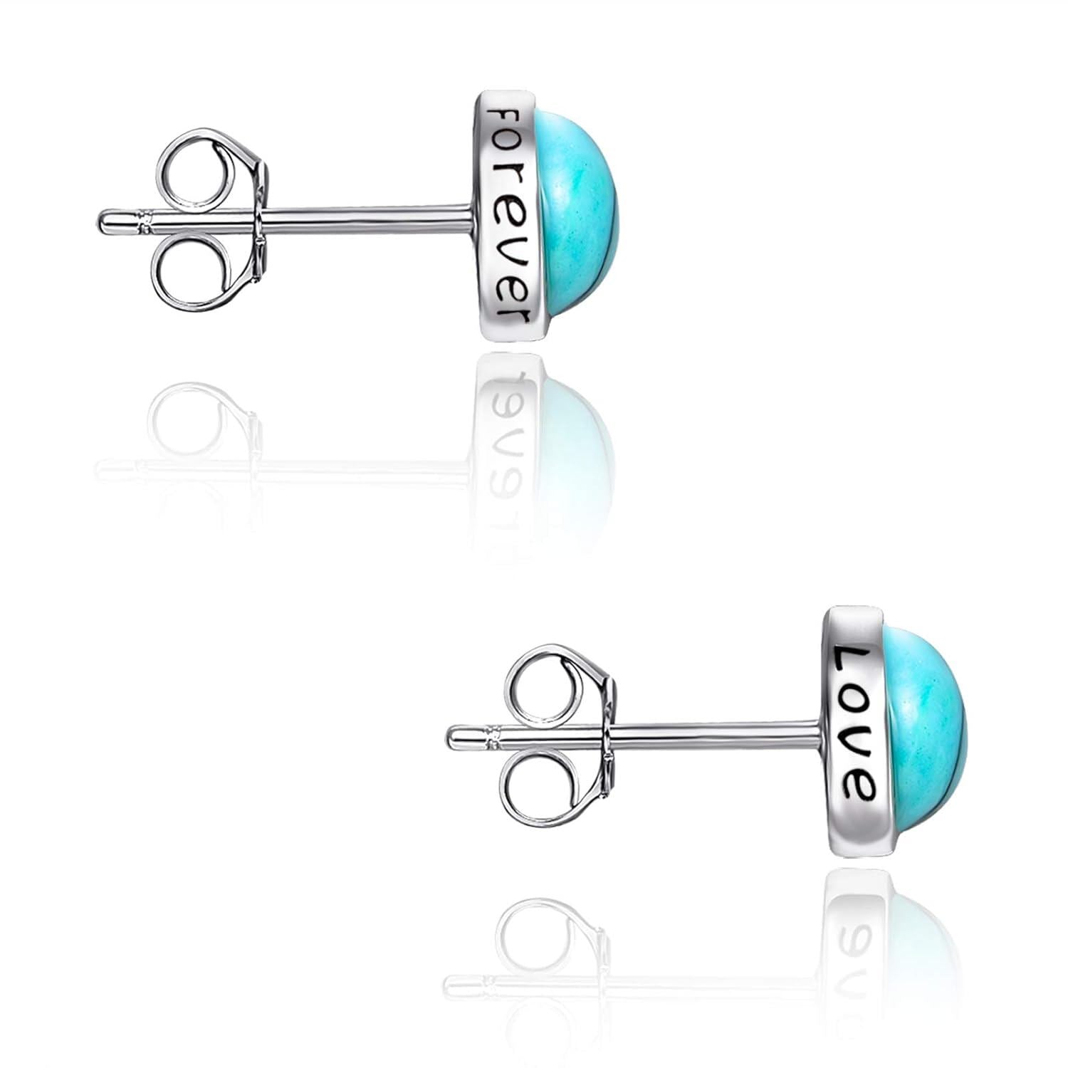 Love Stud Earrings With Turquoise