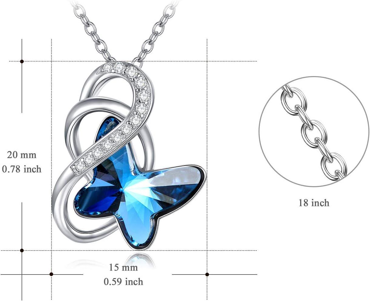 Infinity Blue Butterfly Pendant Necklace