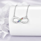 Sterling Silver Chakra Infinity Necklace – Seven-Colour Gemstone Pendant