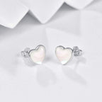 Heart Stud Earrings with Luminous White Pearl