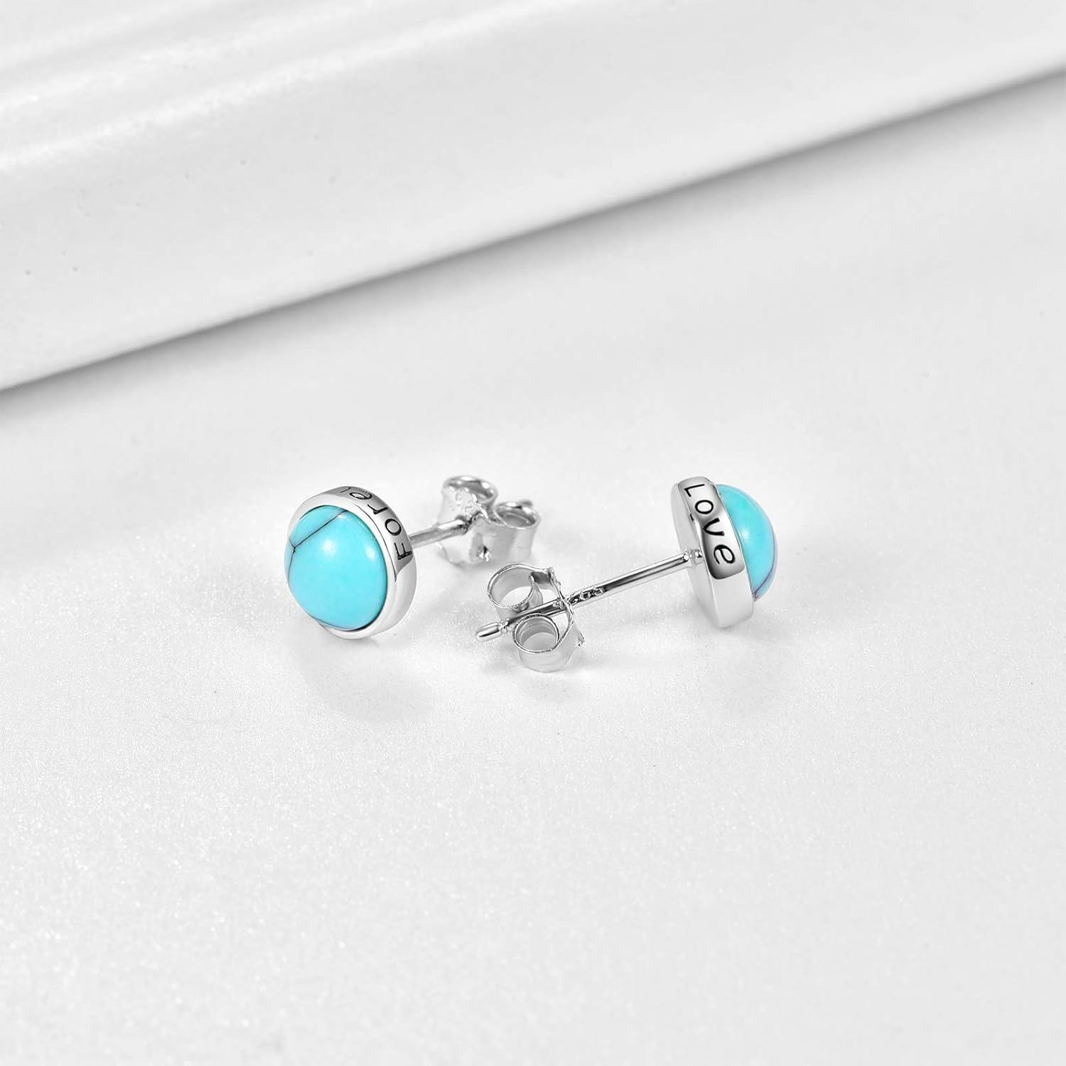 Love Stud Earrings With Turquoise