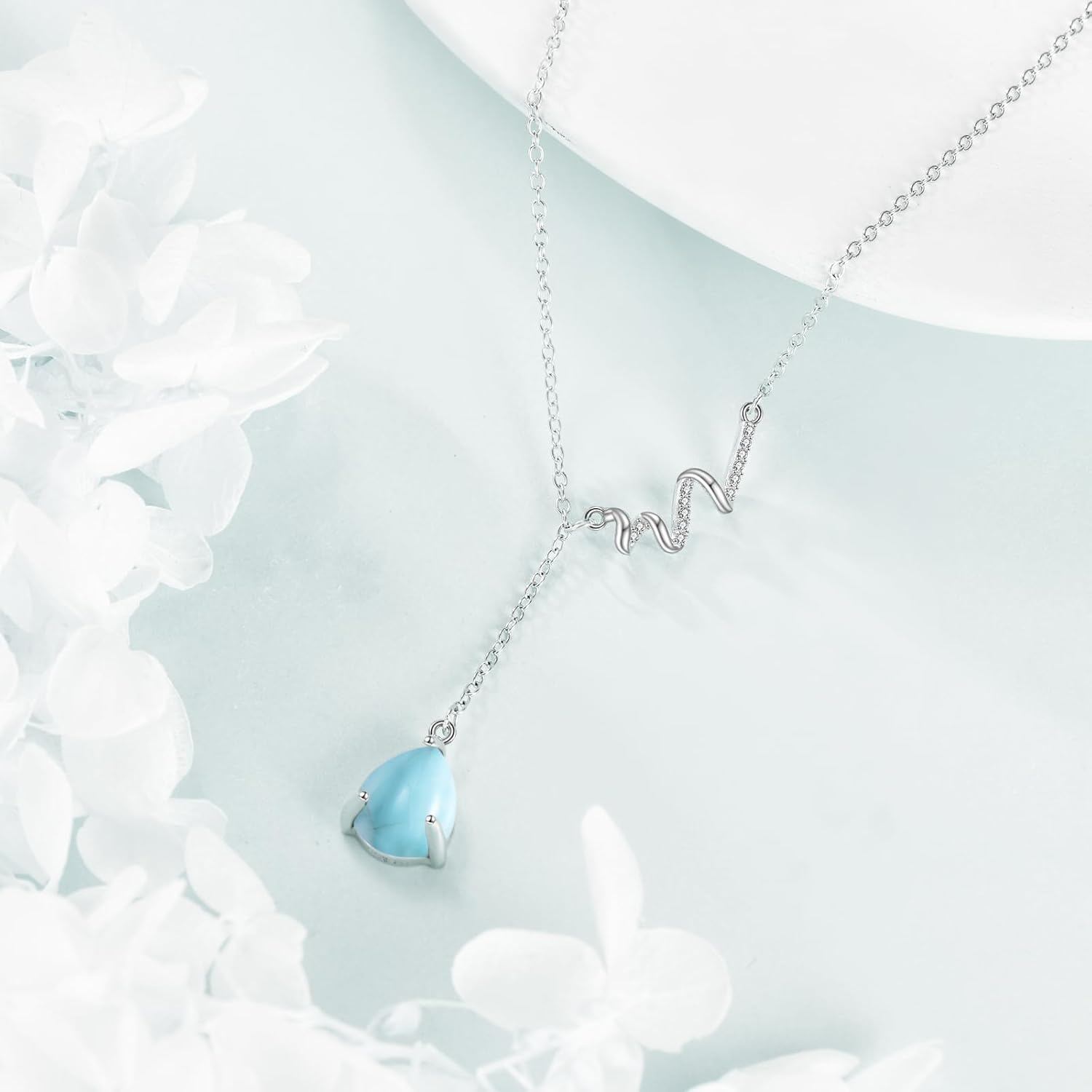 Aquamarine Drop Lariat Necklace