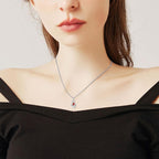 Teardrop Memorial Urn Necklace Pendant with Red Stone for Ashes