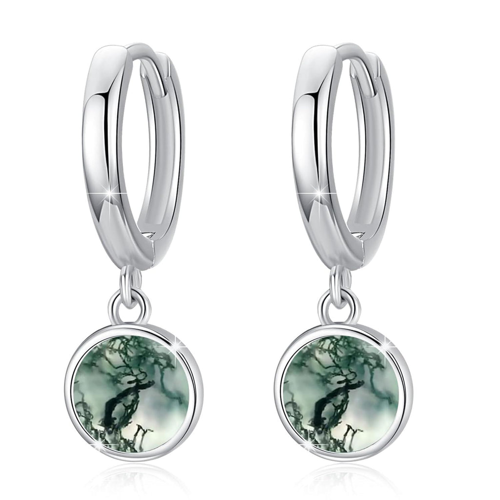 Green Tree Charm Hoop Earrings