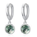 Green Tree Charm Hoop Earrings