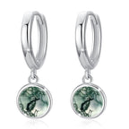Green Tree Charm Hoop Earrings