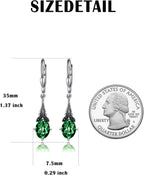 Sterling Silver Green Crystal Vintage Drop Earrings