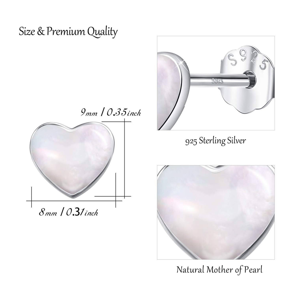 Heart Stud Earrings with Luminous White Pearl