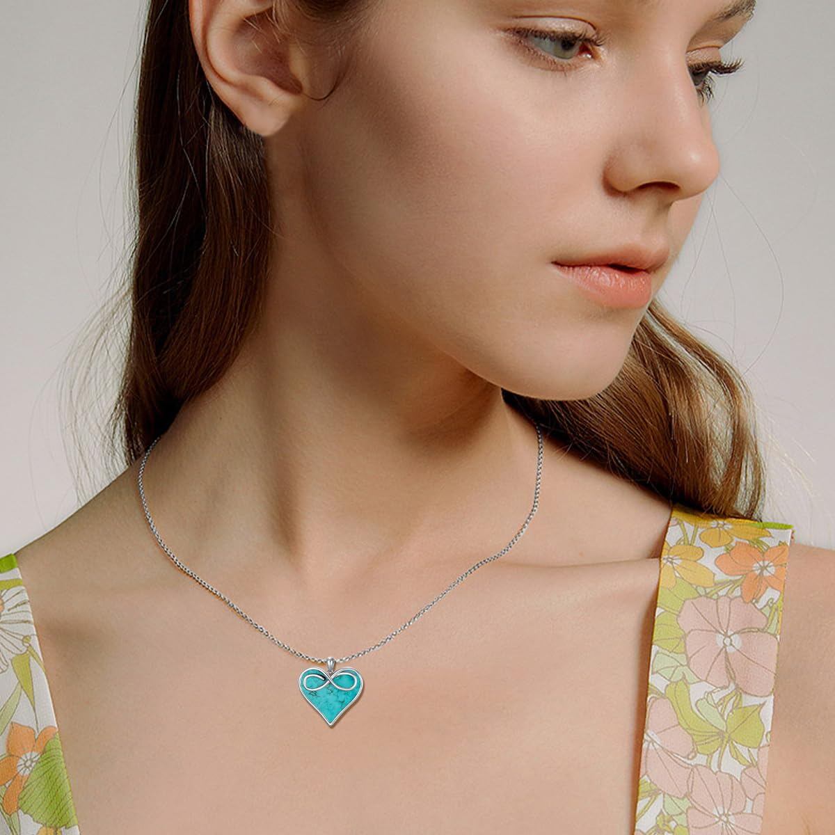 Turquoise Heart Pendant with Infinity Symbol