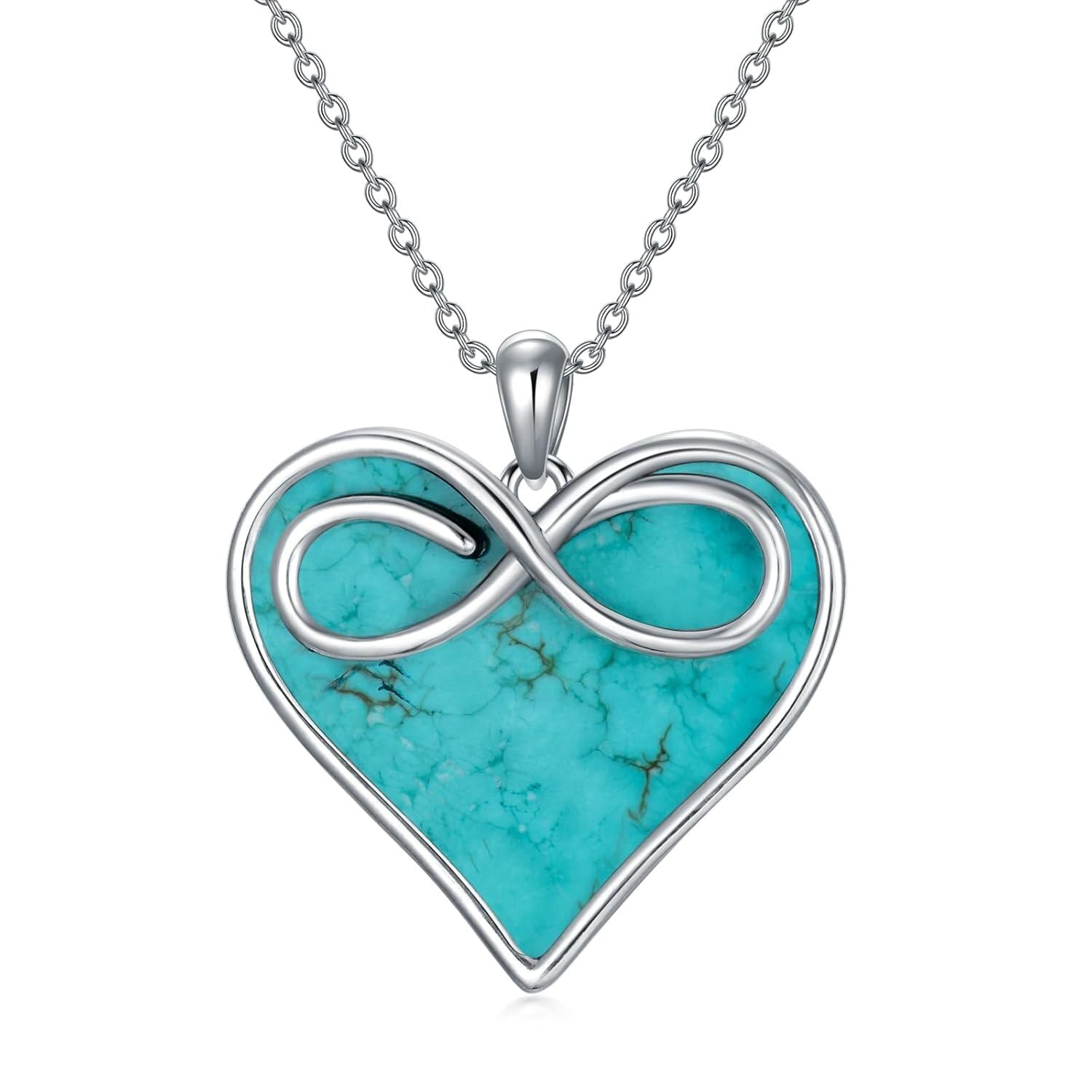 Turquoise Heart Pendant with Infinity Symbol