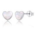 Heart Stud Earrings with Luminous White Pearl