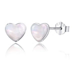 Heart Stud Earrings with Luminous White Pearl