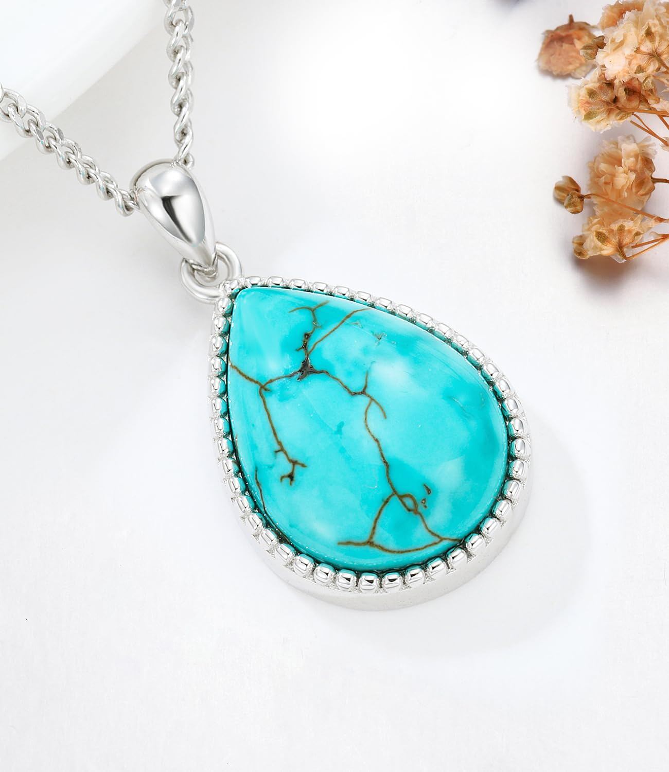Teardrop Turquoise Pendant Necklace