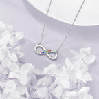 Sterling Silver Chakra Infinity Necklace – Seven-Colour Gemstone Pendant