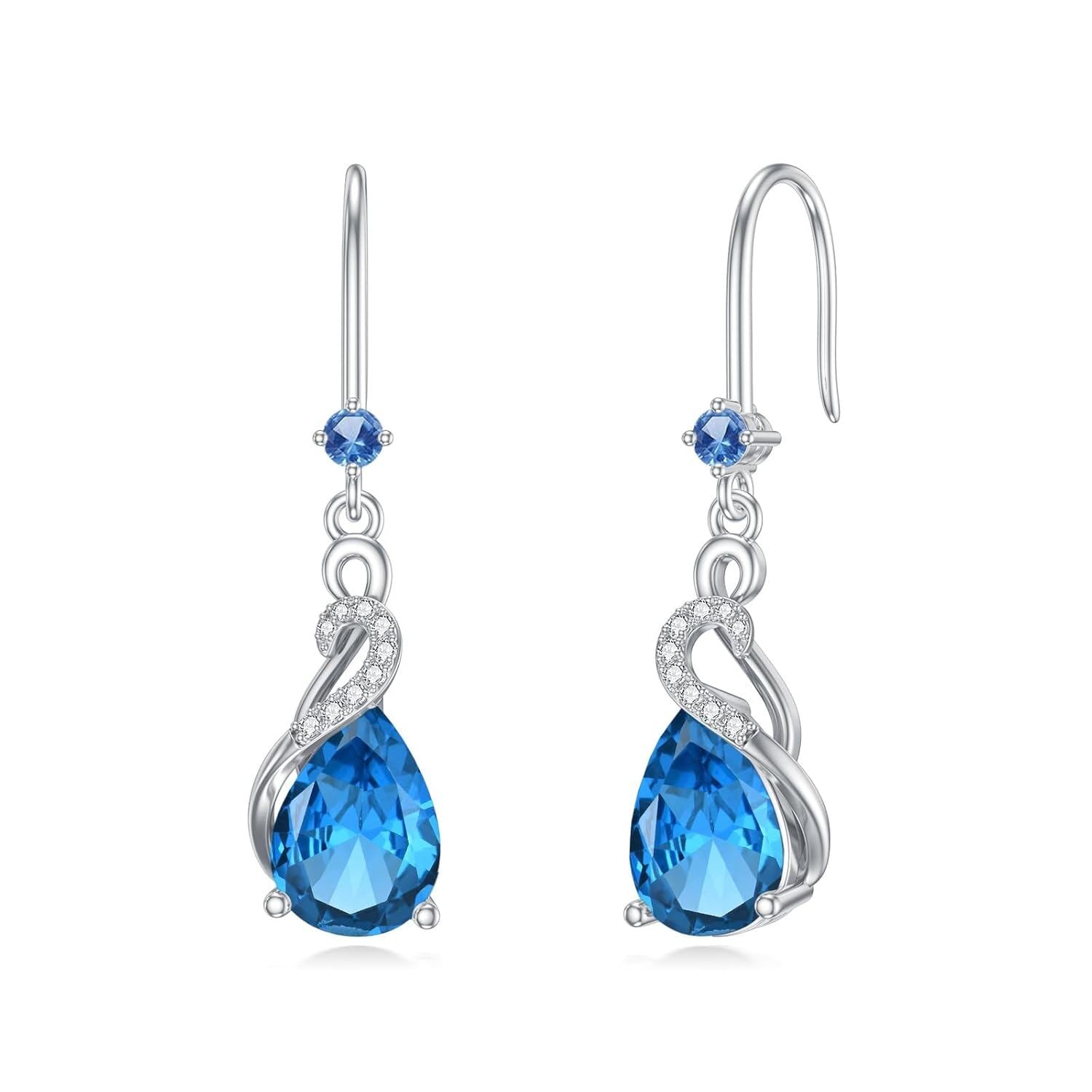 Sterling Silver April Birthstone Teardrop Earrings – Genuine Diamond Design