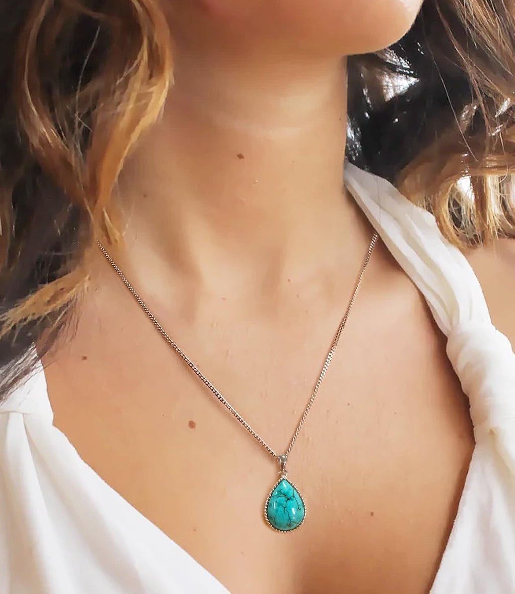 Teardrop Turquoise Pendant Necklace