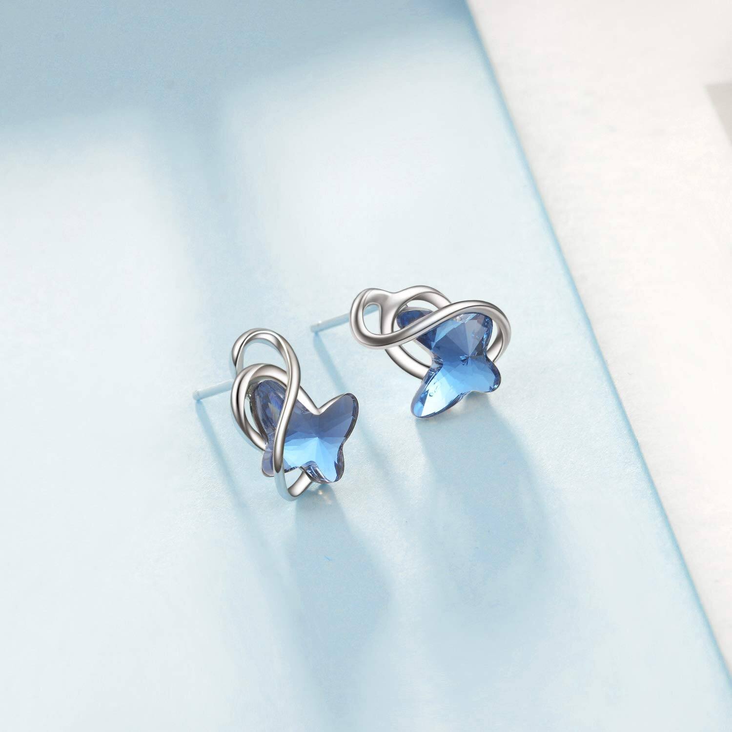 Infinity Blue Butterfly Earrings