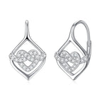 Sterling Silver Heart Knot Leverback Earrings – Sparkling Love Design