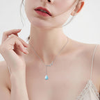 Aquamarine Drop Lariat Necklace