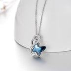 Infinity Blue Butterfly Pendant Necklace