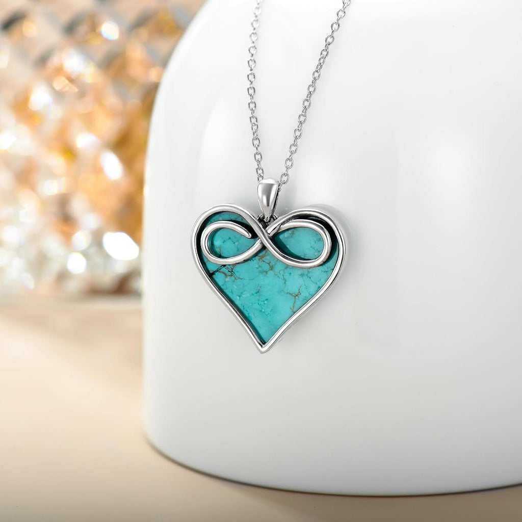 Turquoise Heart Pendant with Infinity Symbol