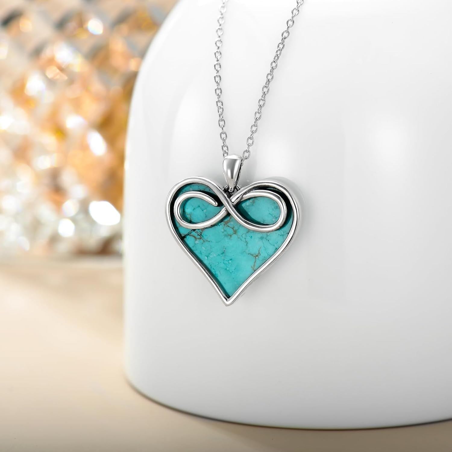 Turquoise Heart Pendant with Infinity Symbol