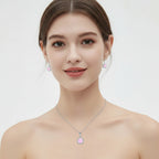 Sterling Silver Pink Opal Necklace and Drop Earrings Set – Halo Jewellery