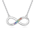 Sterling Silver Chakra Infinity Necklace – Seven-Colour Gemstone Pendant