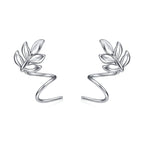 Sterling Silver Leaf Ear Climber Earrings – Lightweight Nature-Inspired Studs
