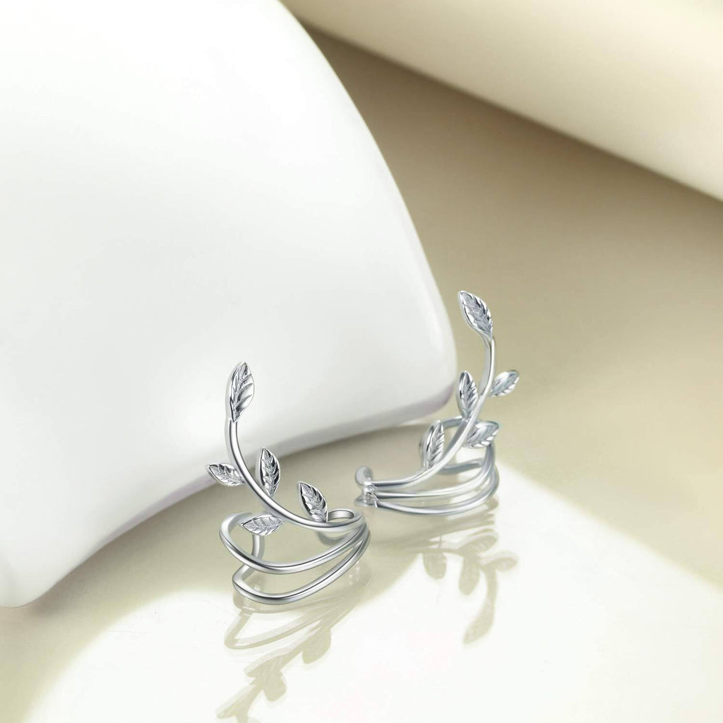 Sterling Silver Leaf Ear Climbers for Women – Nature-Inspired Earrings