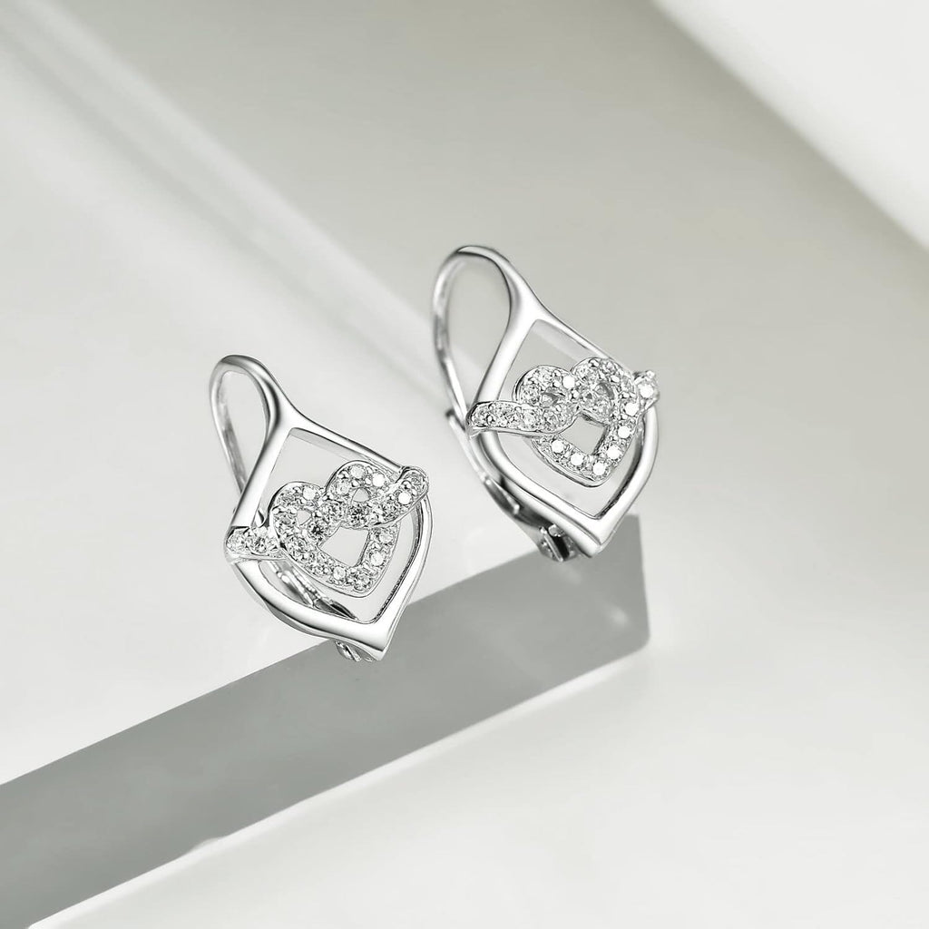 Sterling Silver Heart Knot Leverback Earrings – Sparkling Love Design