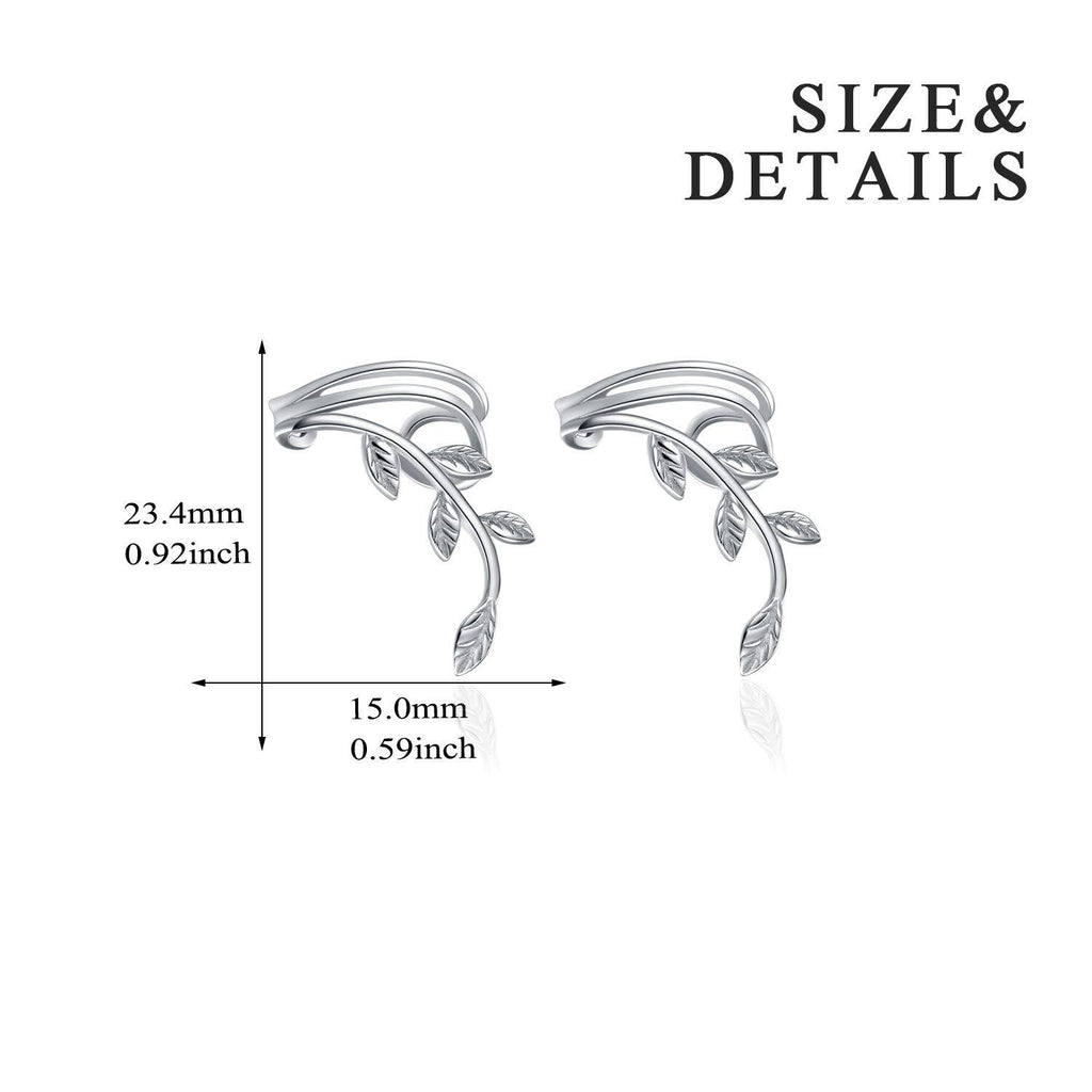 Sterling Silver Leaf Ear Climbers for Women – Nature-Inspired Earrings