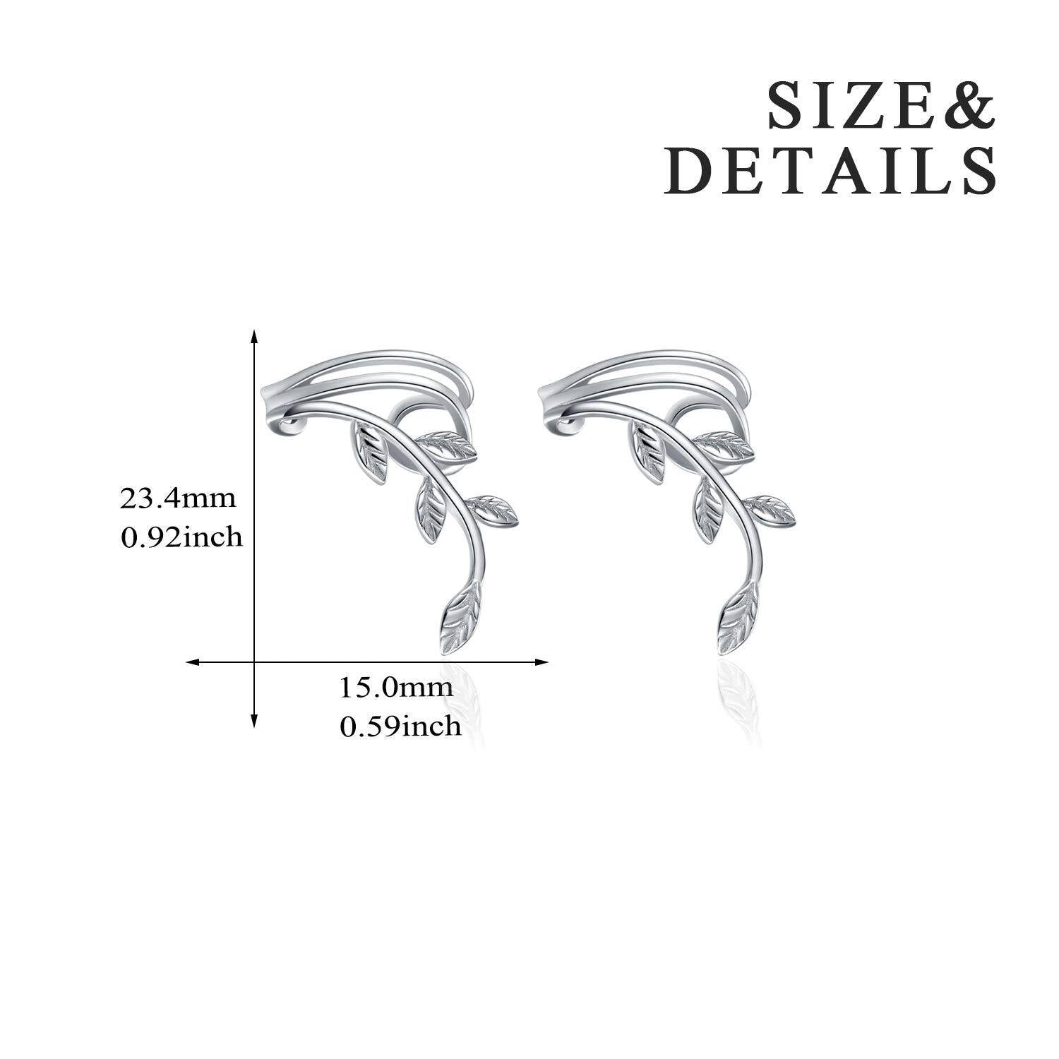 Sterling Silver Leaf Ear Climbers for Women – Nature-Inspired Earrings