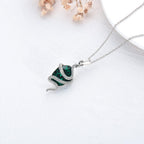 Sterling Silver Snake Emerald Crystal Pendant Necklace