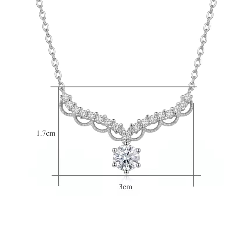 Sterling Silver Scalloped Moissanite Necklace