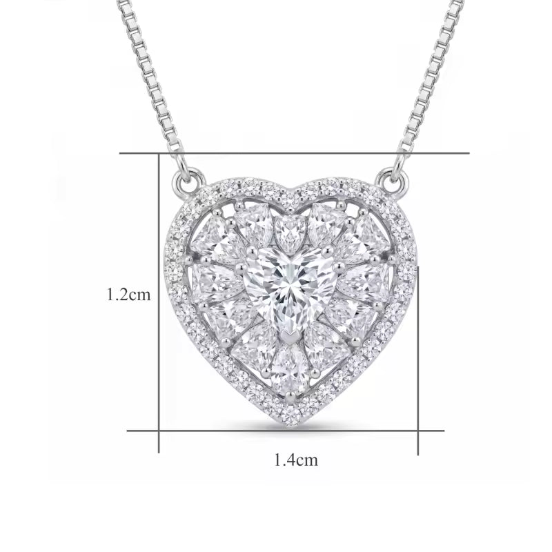 Sterling Silver Heart Moissanite Pendant Necklace