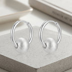 Elegant Gilded Huggie Hoop Earrings with Textured Sphere Charm