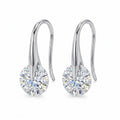 Sterling Silver Round Moissanite Hook Drop Earrings