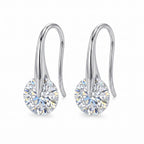 Sterling Silver Round Moissanite Hook Drop Earrings
