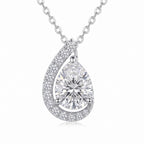 Sterling Silver Pear-Cut Moissanite Teardrop Necklace