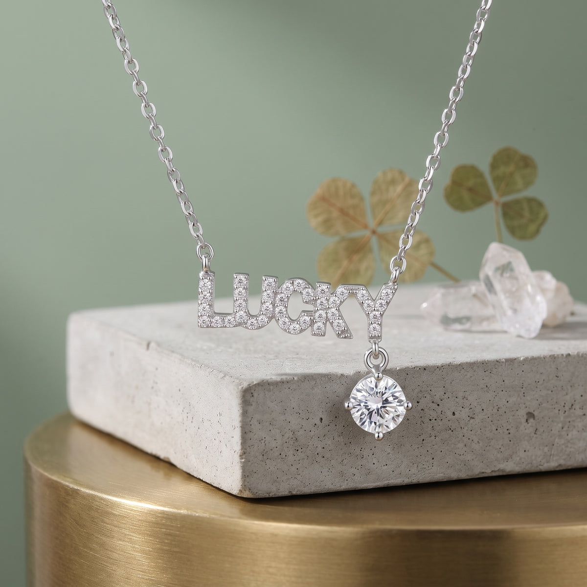 Sterling Silver Lucky Moissanite Necklace