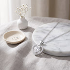 Sterling Silver Heart-Cut Moissanite Halo Pendant Necklace