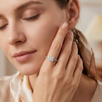 Sterling Silver Adjustable Emerald-Cut Cubic Zirconia Halo Ring