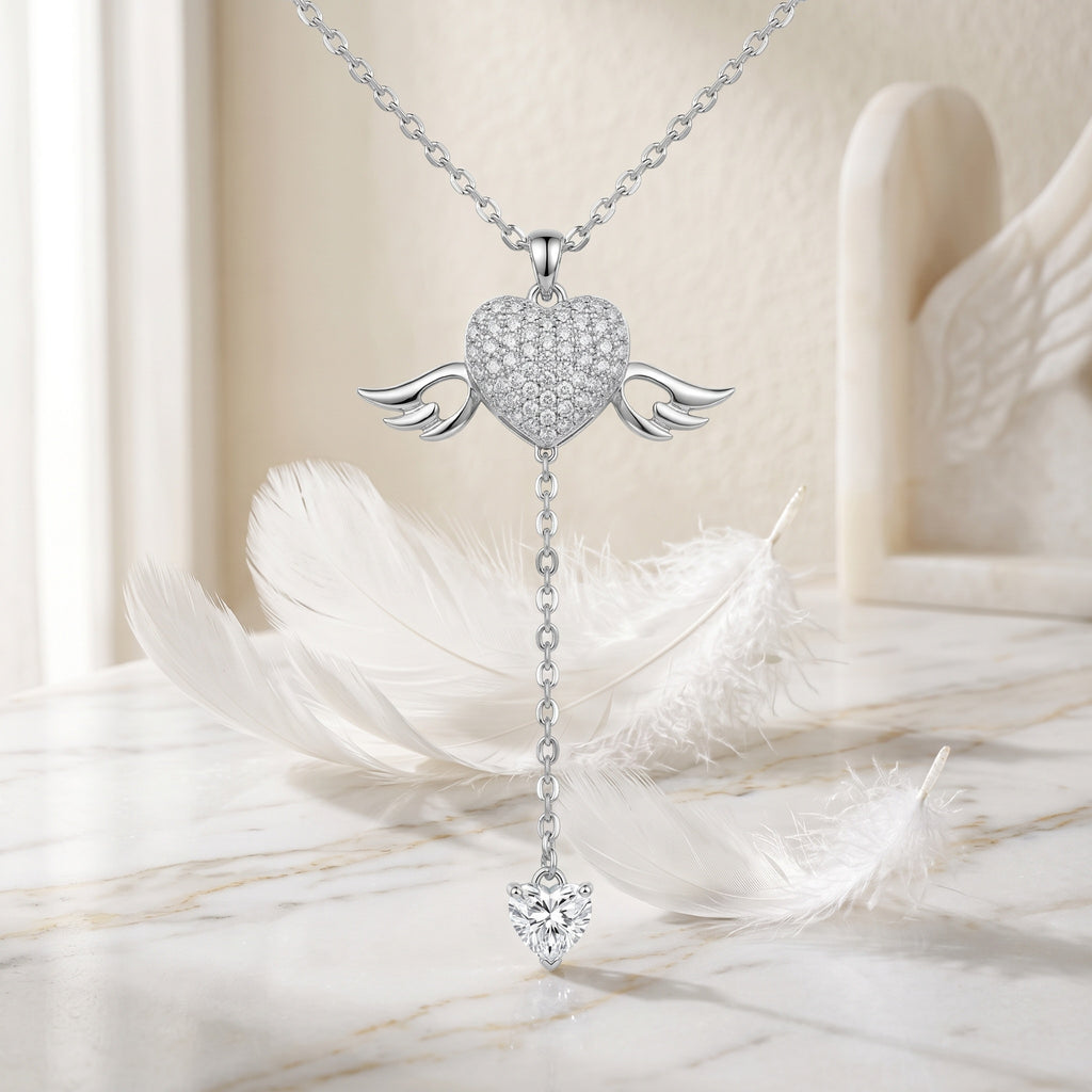 Sterling Silver Angel Wings Lariat Necklace