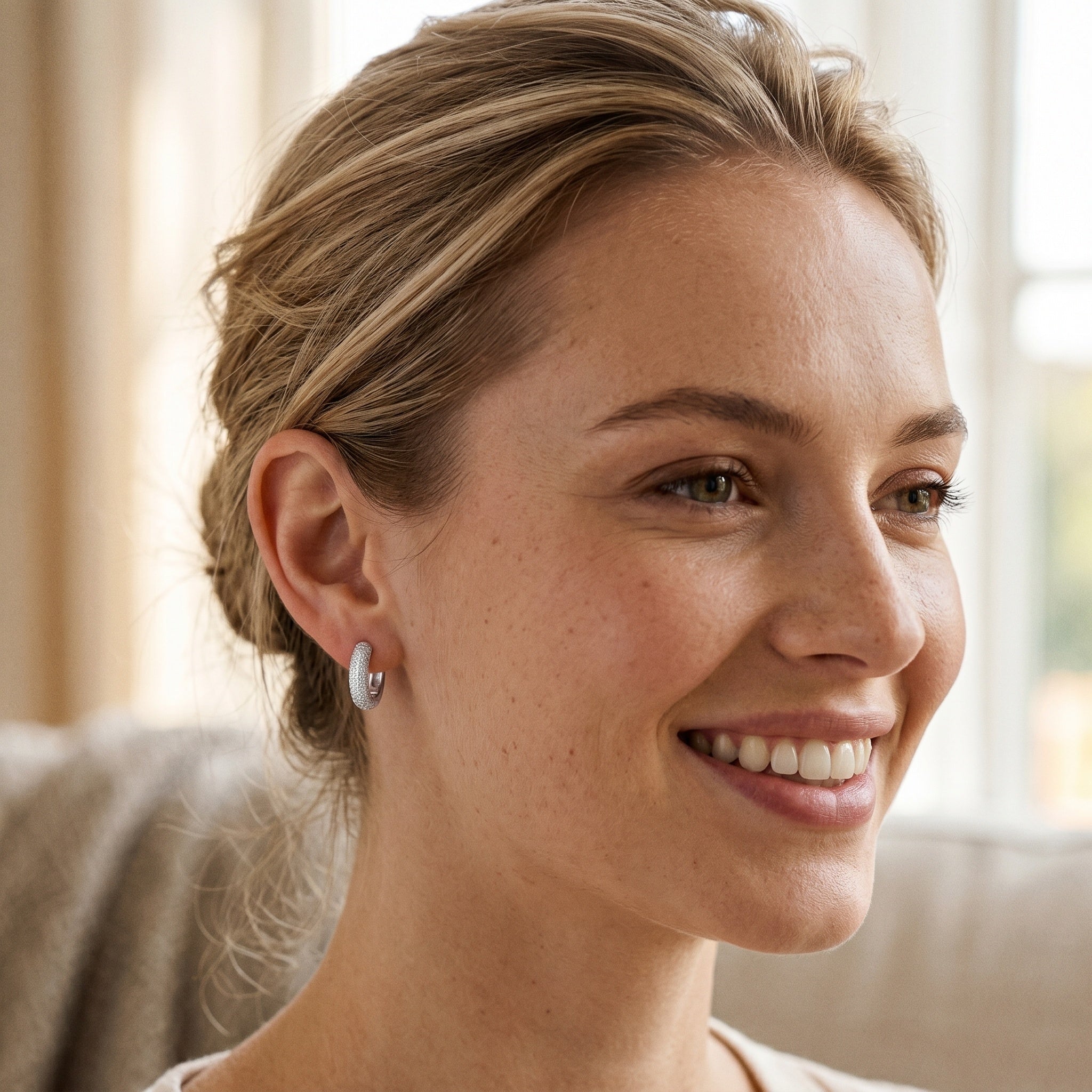 Cubic Zirconia Huggie Hoop Earring