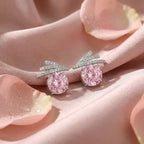 Sterling Silver Pink Cubic Zirconia Wing Stud Earrings
