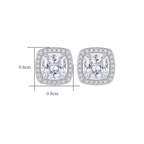 Sterling Silver Cushion-Cut Cubic Zirconia Halo Stud Earrings