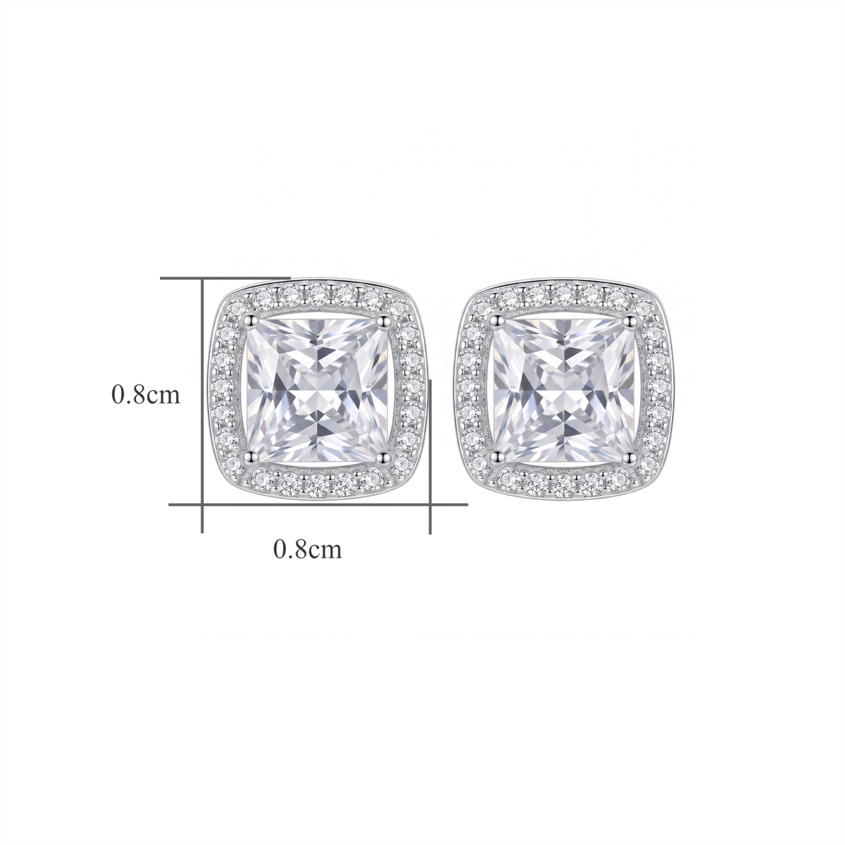 Sterling Silver Cushion-Cut Cubic Zirconia Halo Stud Earrings