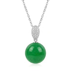 Elegant Green Jade Sphere Pendant Necklace