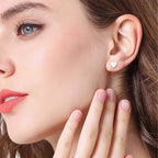 Heart Stud Earrings with Luminous White Pearl